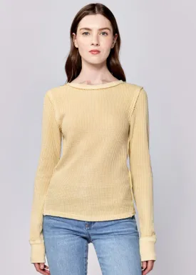 ANIA THERMAL LONG SLEEVE FITTED TOP PALE BANANA