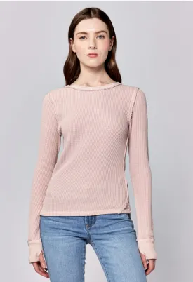 ANIA THERMAL LONG SLEEVE FITTED TOP SEPIA ROSE