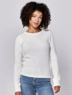 ANIA THERMAL LONG SLEEVE FITTED TOP WHITE