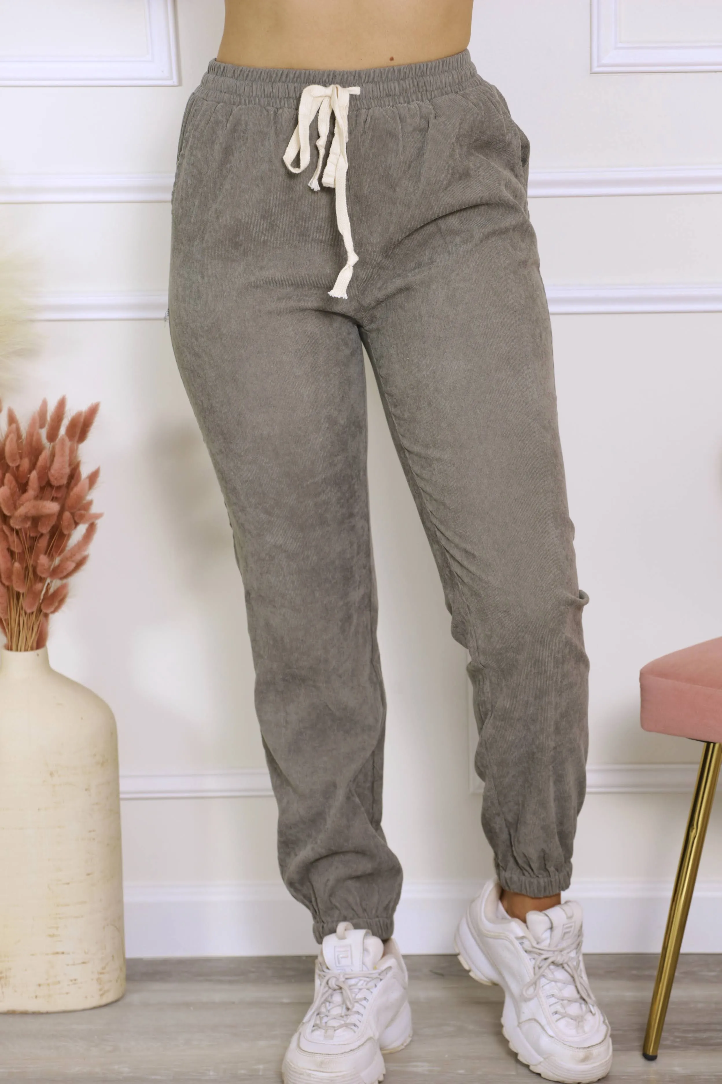 Be There Soon Corduroy Drawstring Joggers