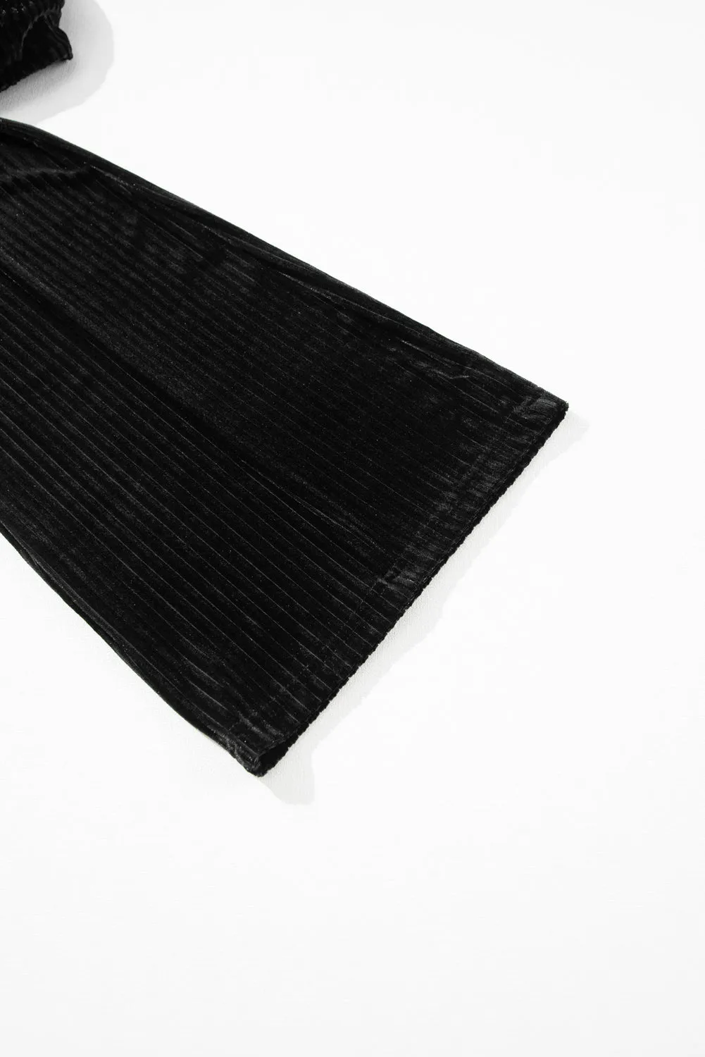 Black Solid High Waist Flare Corduroy Pant