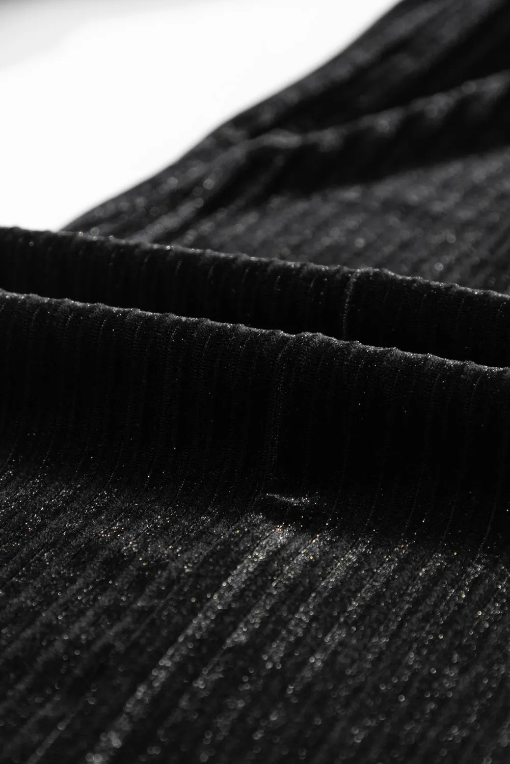 Black Solid High Waist Flare Corduroy Pant