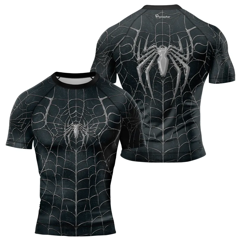 Black Spider's Web Trap Men's Short Sleeve Rash Guard