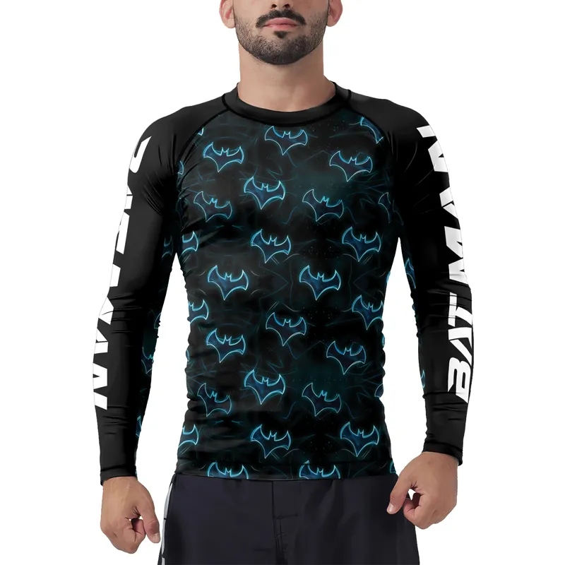 Blue Night Bat Men's Long Sleeve Rash Guard
