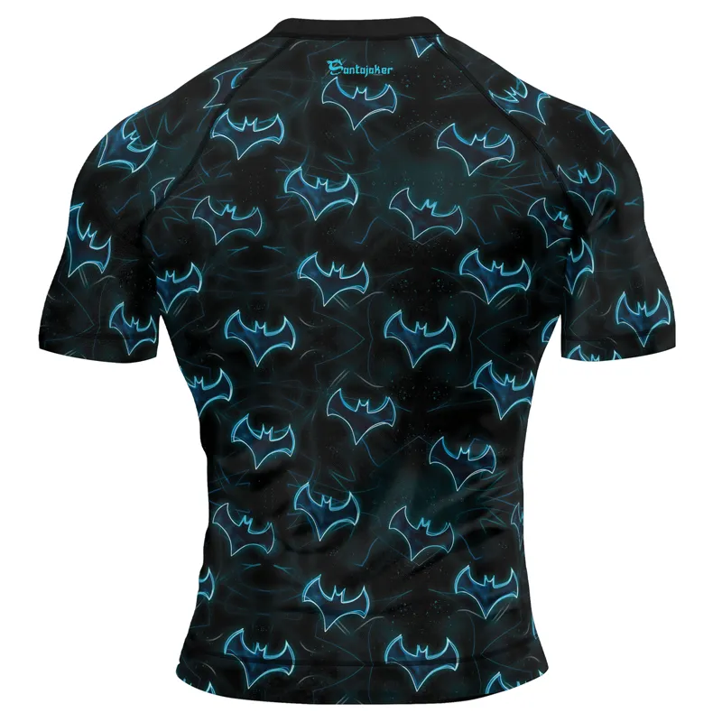 Blue Night Bat Men's Short Sleeve Rash Guard