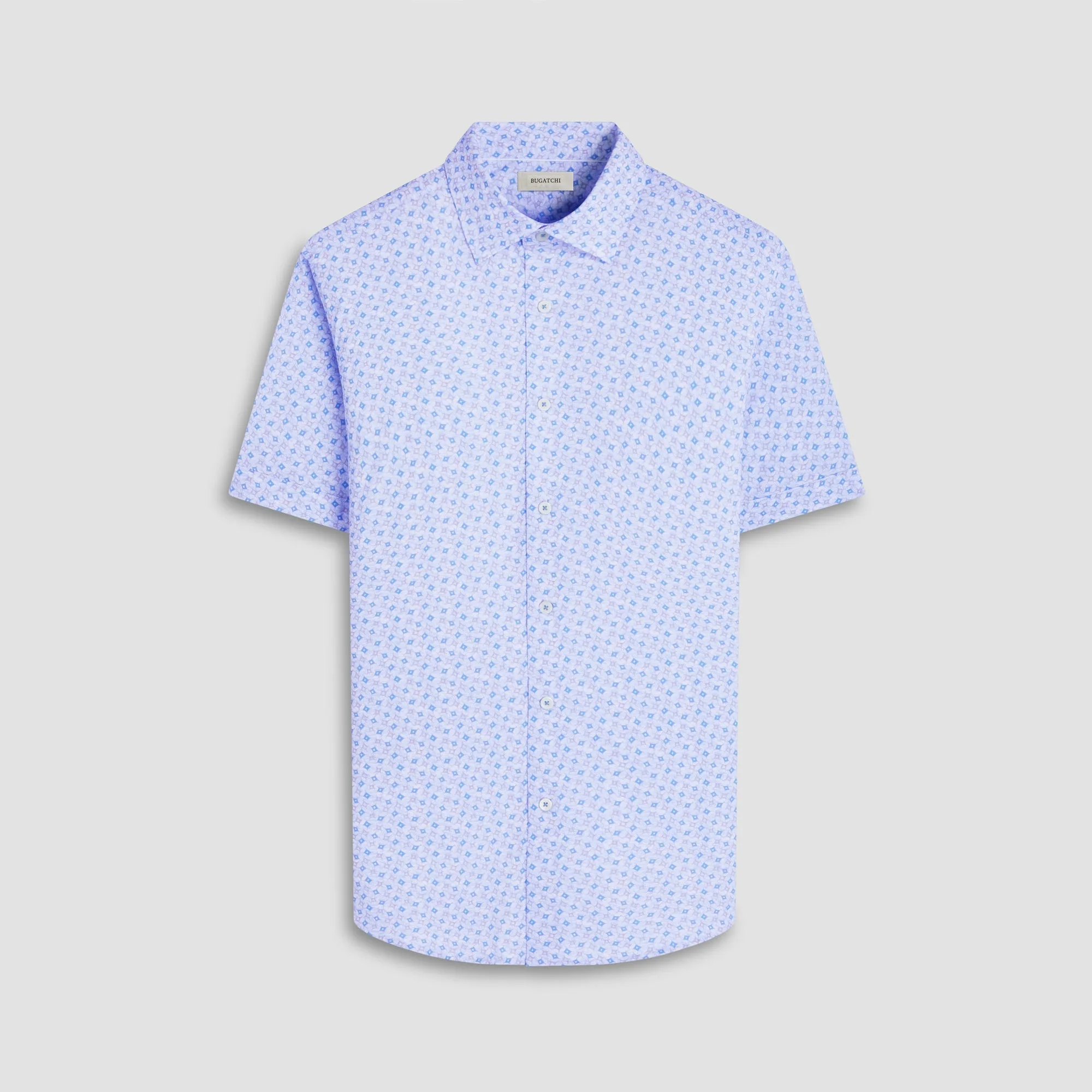Bugatchi - Men’s OoohCotton® Short-Sleeve Shirt – Blue Micro Floral Print