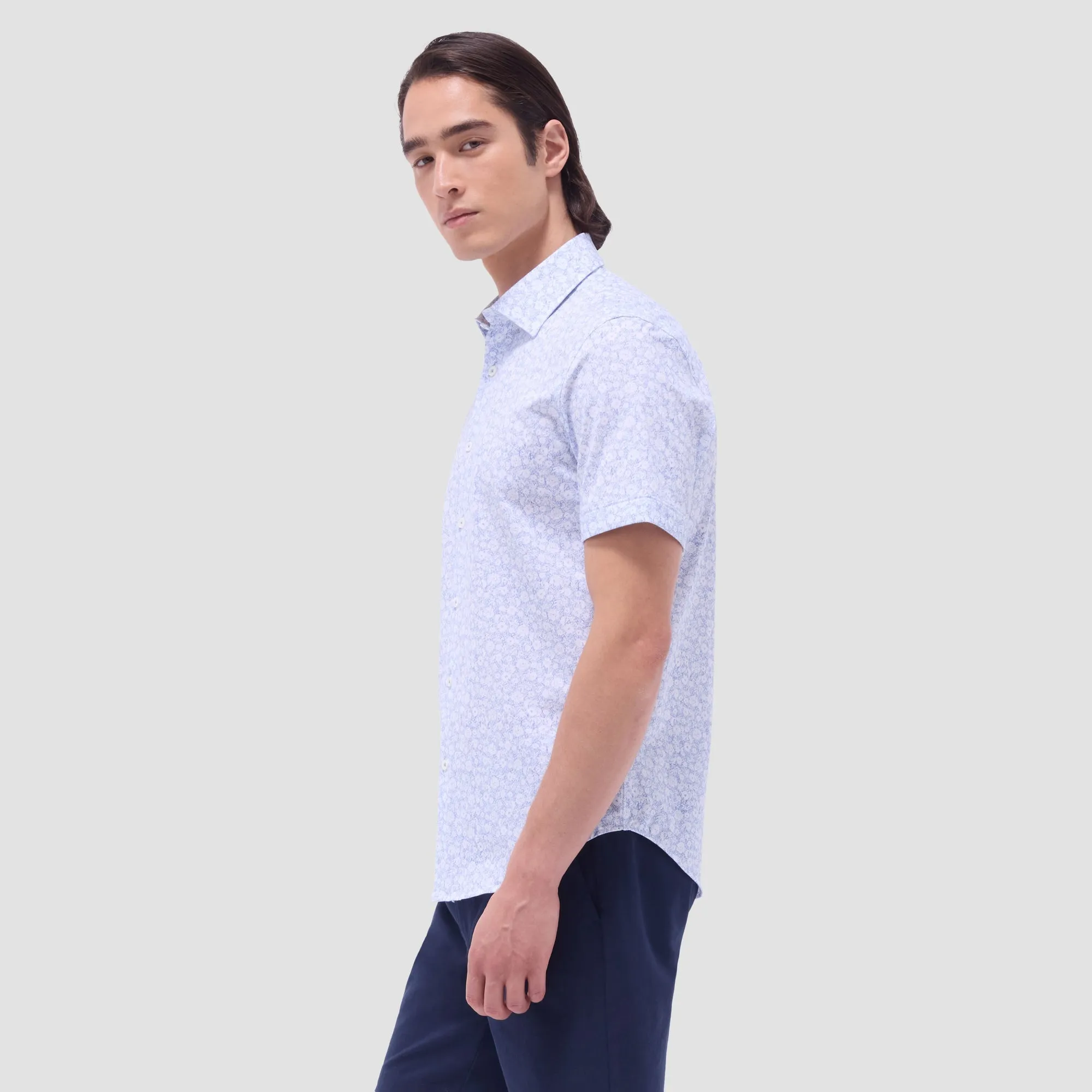 Bugatchi - Miles OoohCotton® Short-Sleeve Shirt – Classic Blue Floral