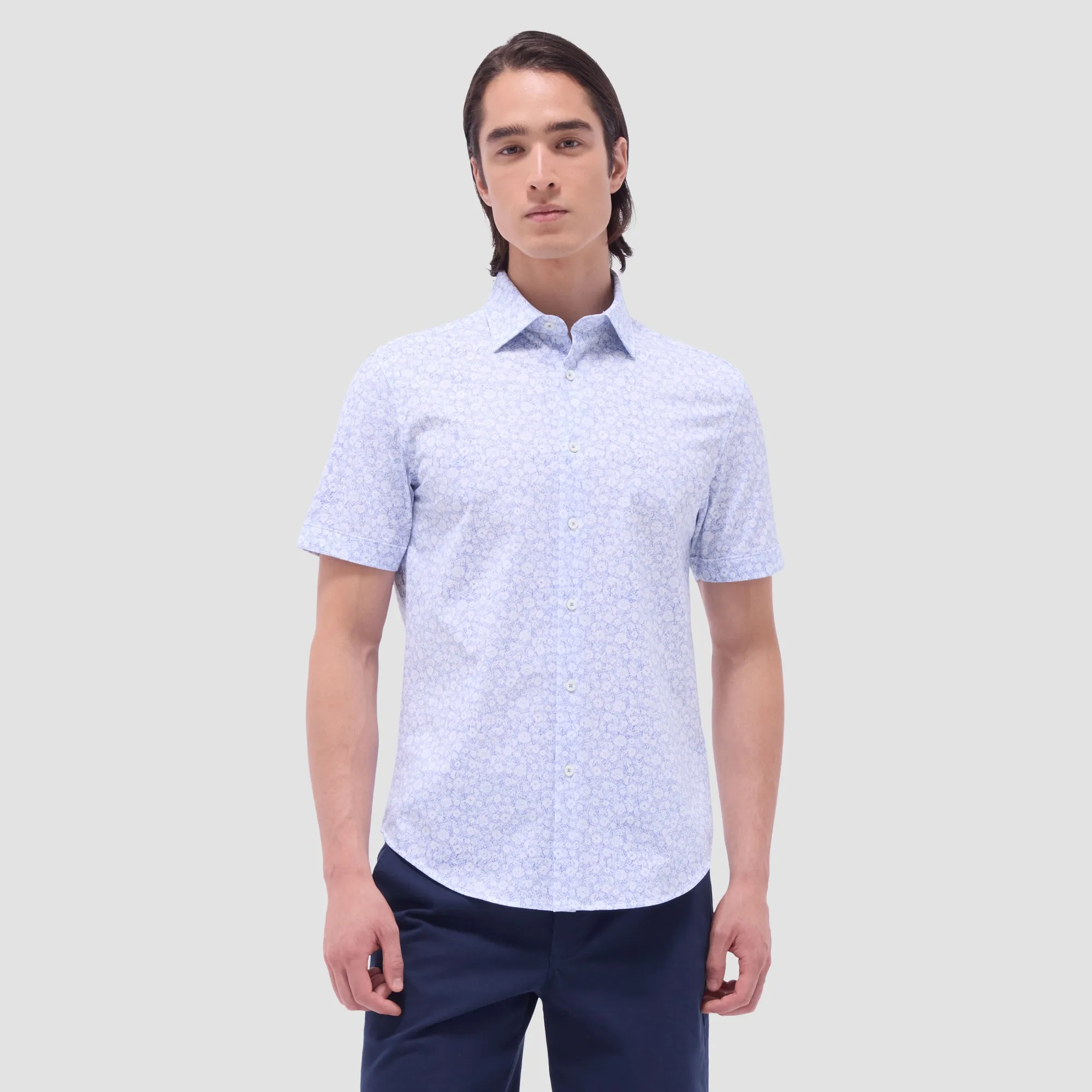 Bugatchi - Miles OoohCotton® Short-Sleeve Shirt – Classic Blue Floral
