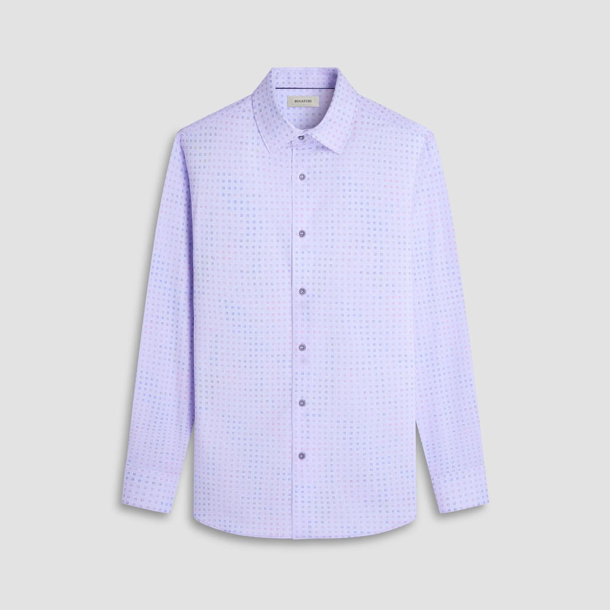 Bugatchi -  OoohCotton® Long-Sleeve Shirt – Lavender Geo Print