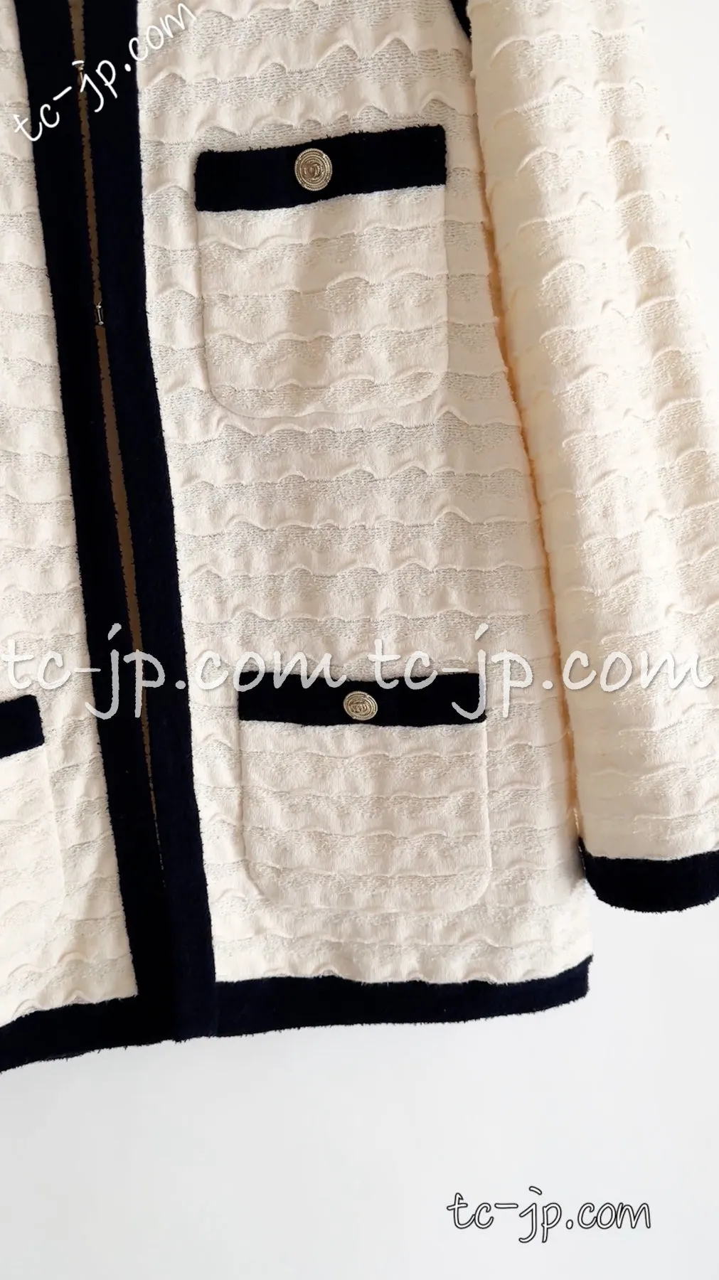 CHANEL 12C Ivory Cotton Cashmere Knit Dress 38 シャネル アイボリー ジャージ カシミア混 コットン ニット ワンピース 即発