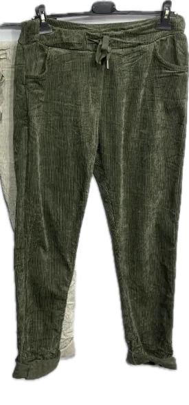 Corduroy Stretch Pants in Military