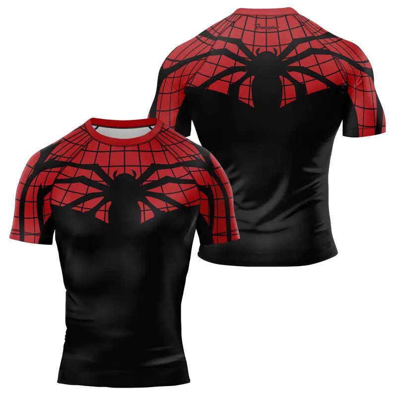 Crawling Spider Web Men's Short Sleeve Rash Guard