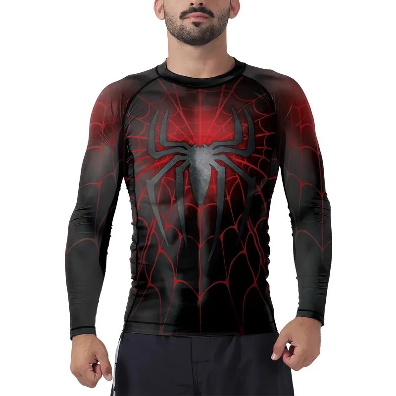 Dark Grey Spider Men's Long Sleeve Rash Guard
