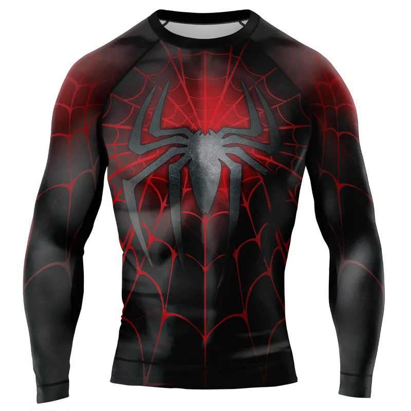 Dark Grey Spider Men's Long Sleeve Rash Guard