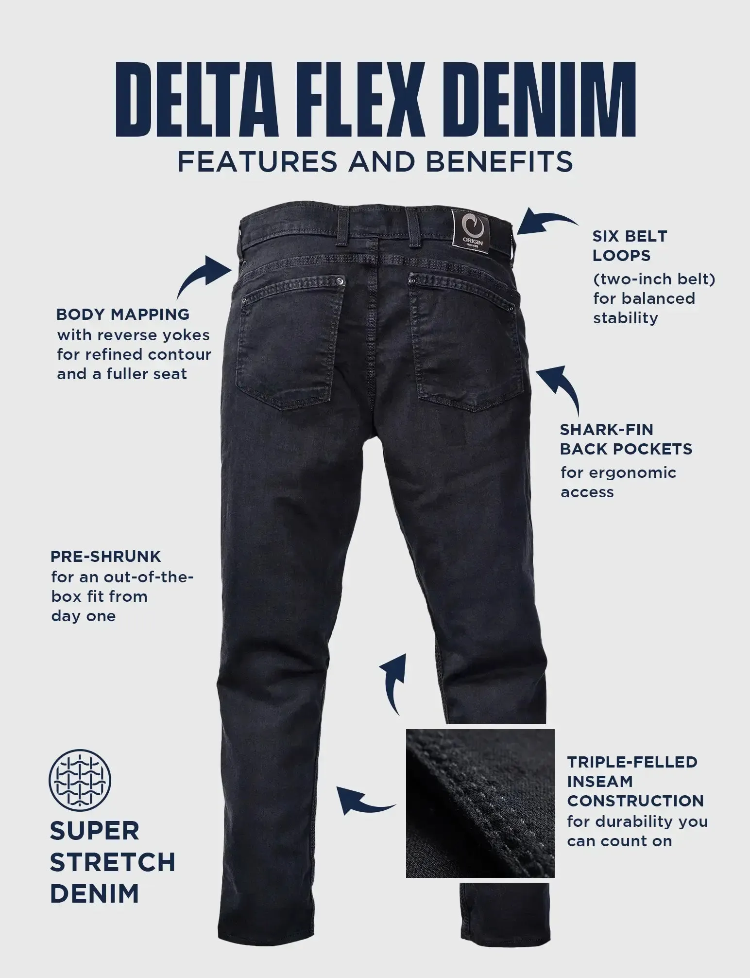 DELTA FLEX JEANS - TAPER - BLACK