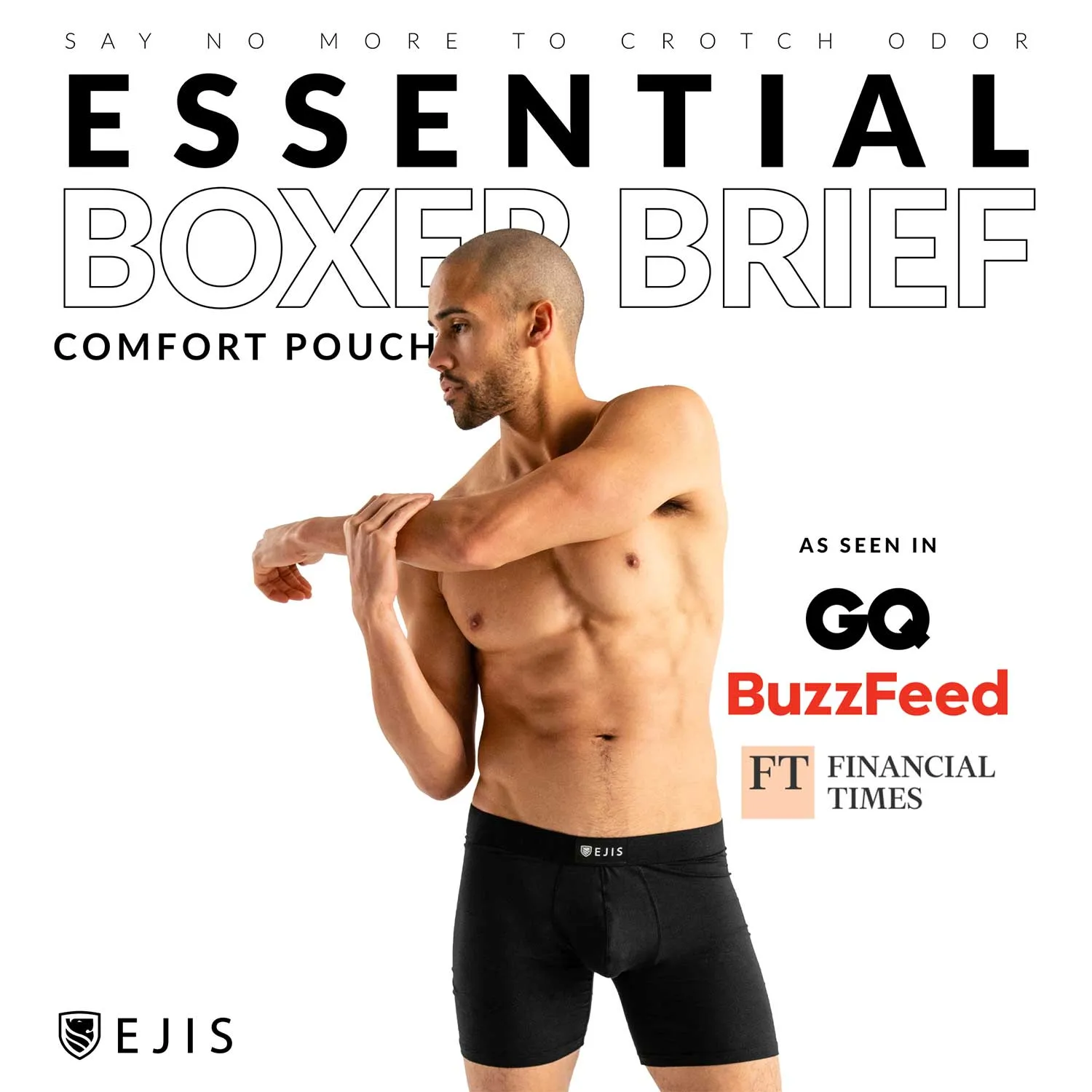 Essential Men's Boxer Briefs with Pouch - Black 3-Pack