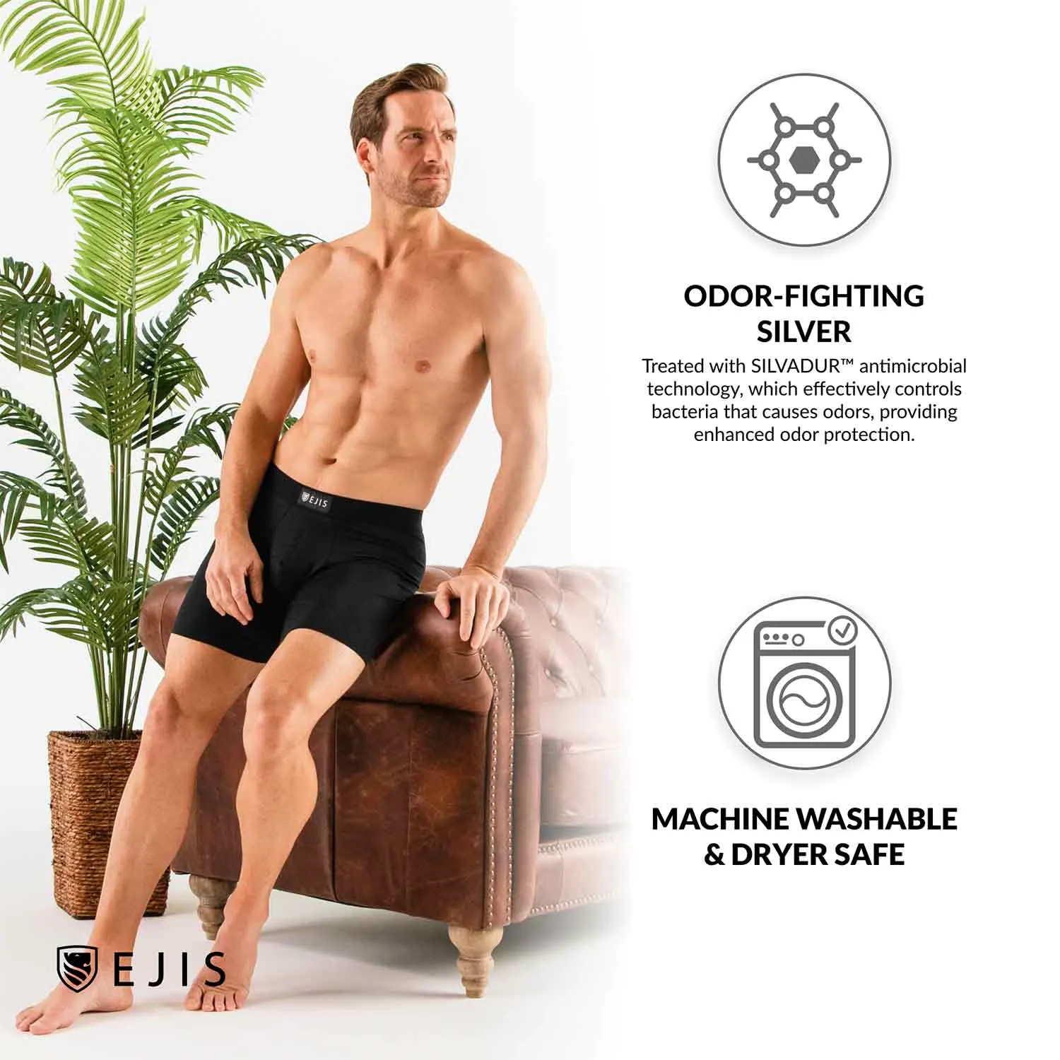 Essential Men's Boxer Briefs with Pouch - Black 3-Pack