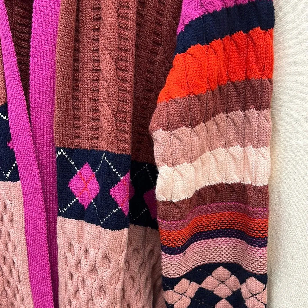 Fate fairisle open hooded cardigan 6993