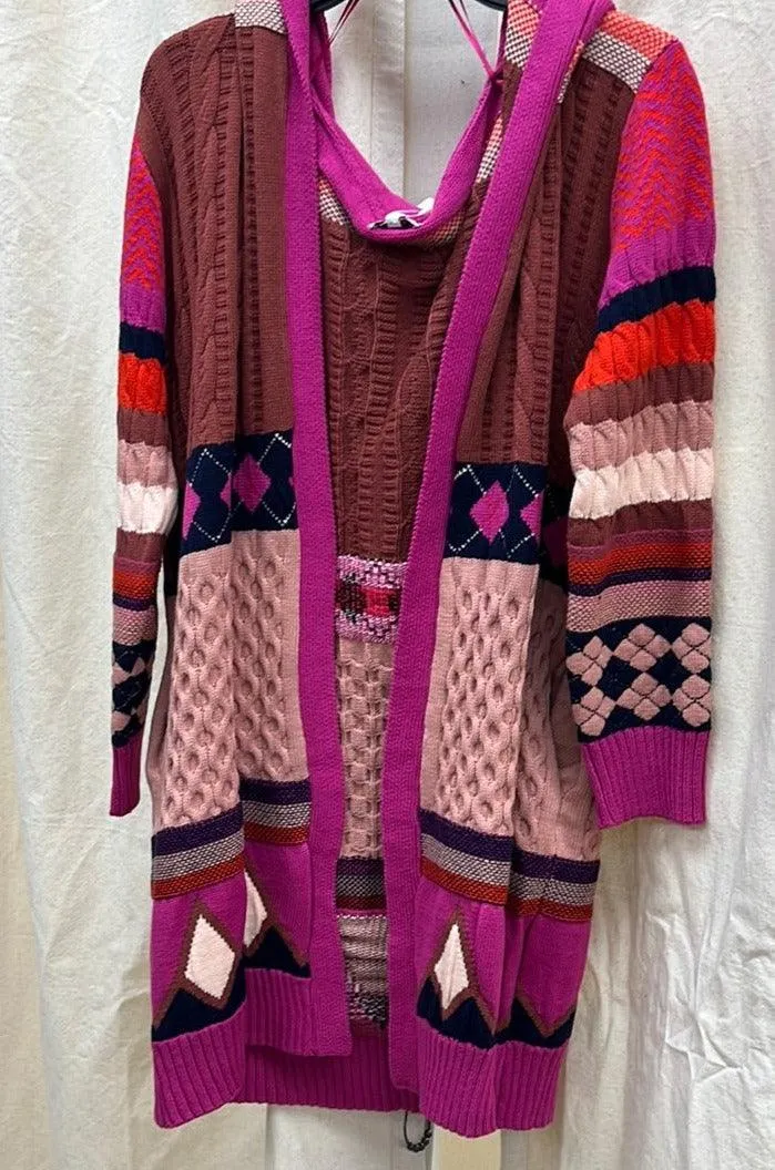 Fate fairisle open hooded cardigan 6993