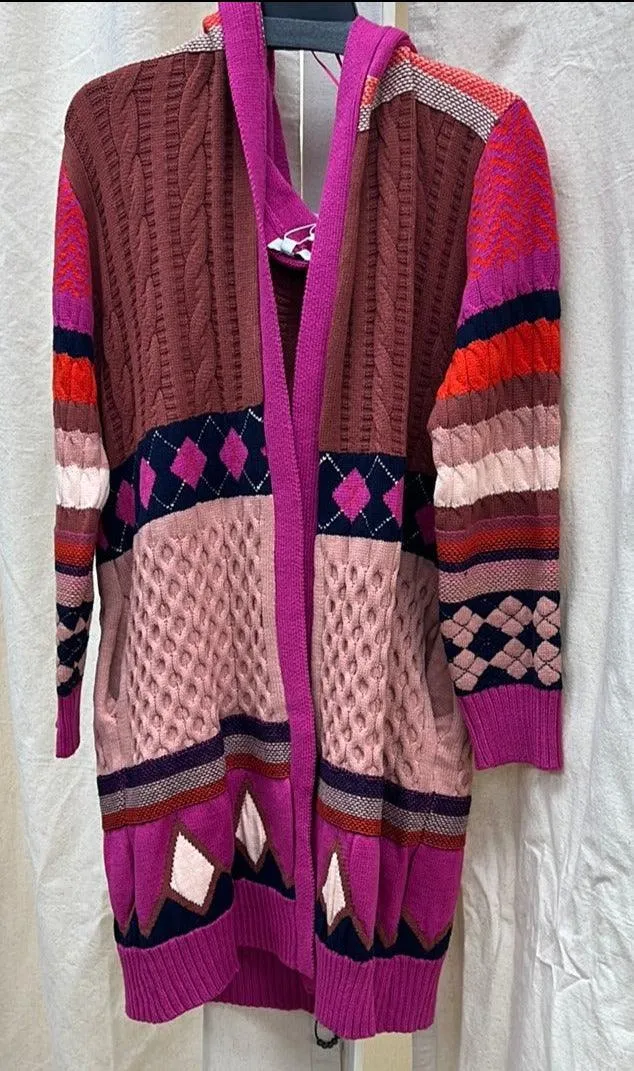 Fate fairisle open hooded cardigan 6993