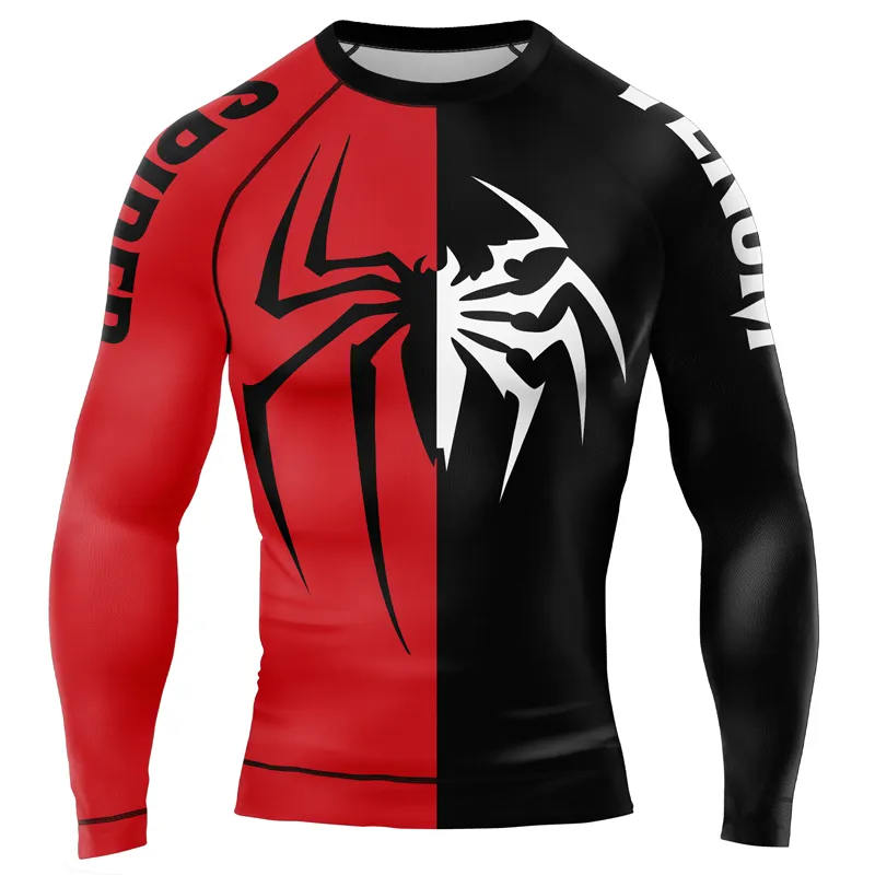 Half Spider Half Venom Men's Long Sleeve Rash Guard