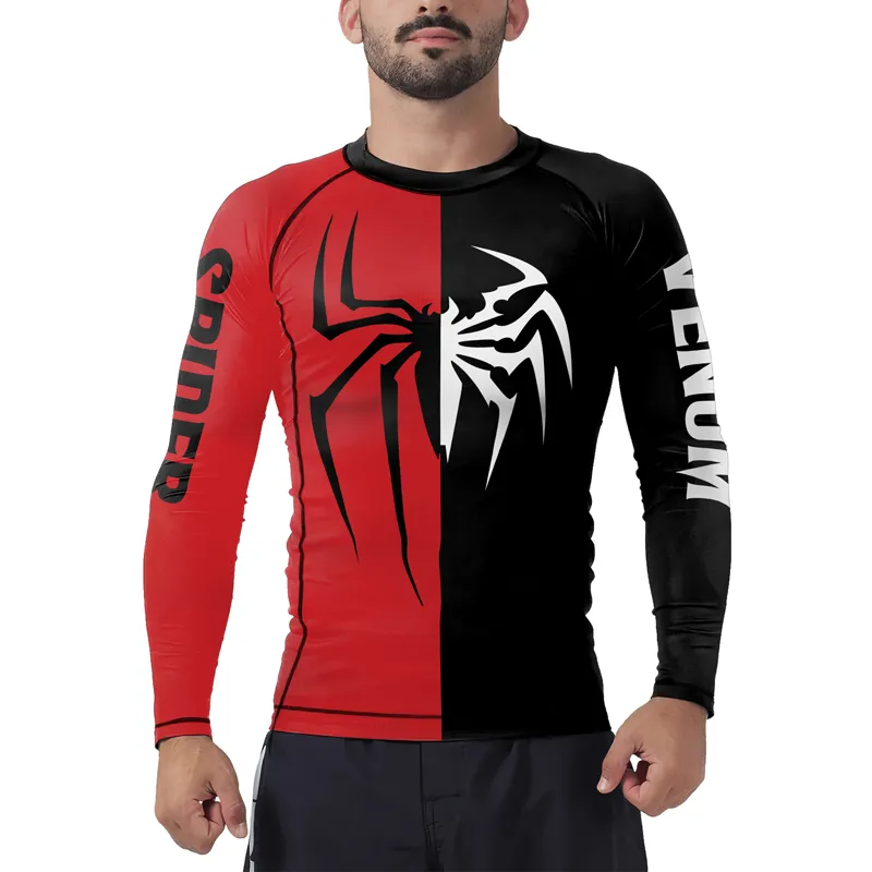 Half Spider Half Venom Men's Long Sleeve Rash Guard