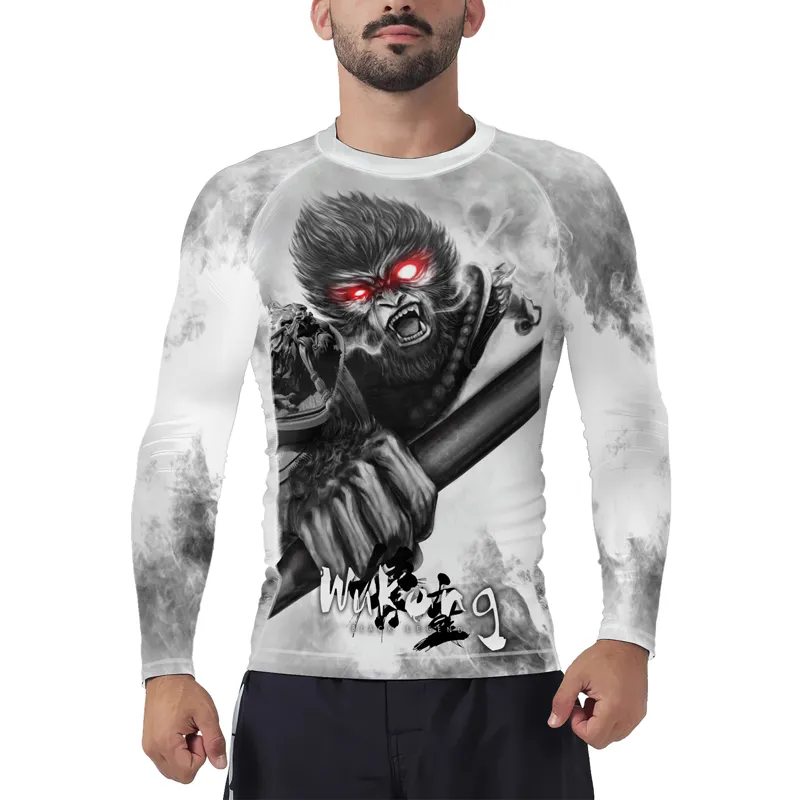 Inferno Gaze Monkey King Men's Long Sleeve Rash Guard
