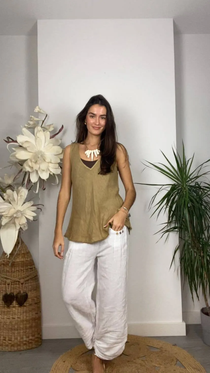 LINEN SINGLET TOP