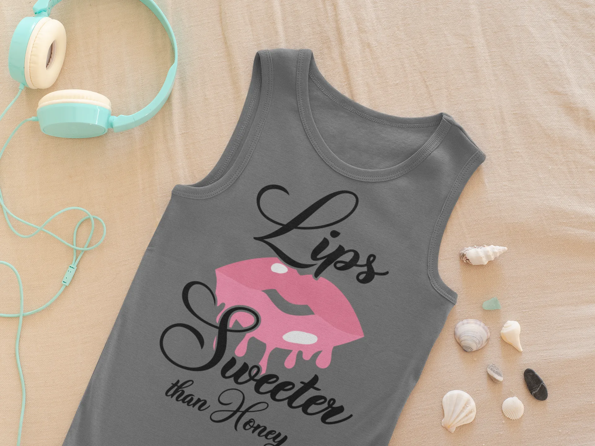 Lips Sweeter Than Honey – Trendy Graphic Tank Top