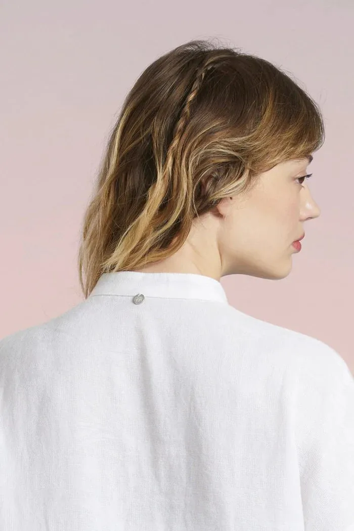 Mat de Misaine Linen Embossed White Shirt