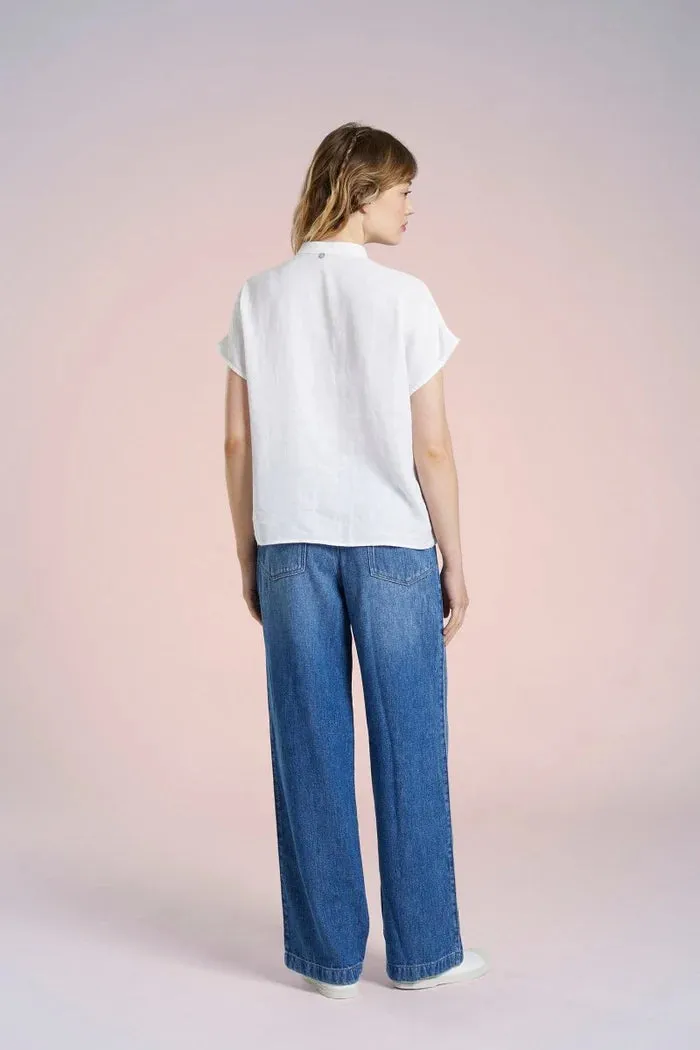 Mat de Misaine Linen Embossed White Shirt