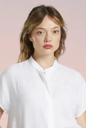 Mat de Misaine Linen Embossed White Shirt