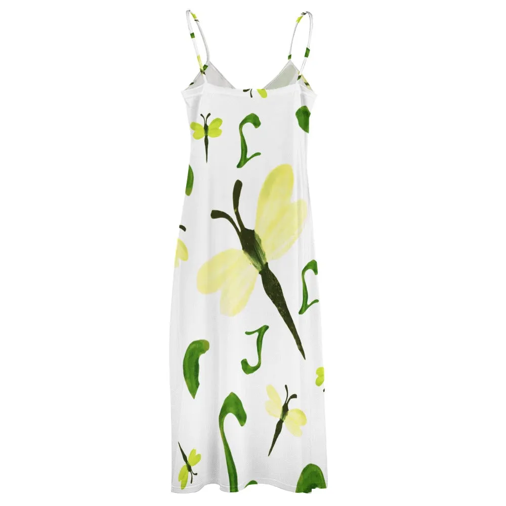 Olivine Dell Dragonflies Sling Ankle Long Dress