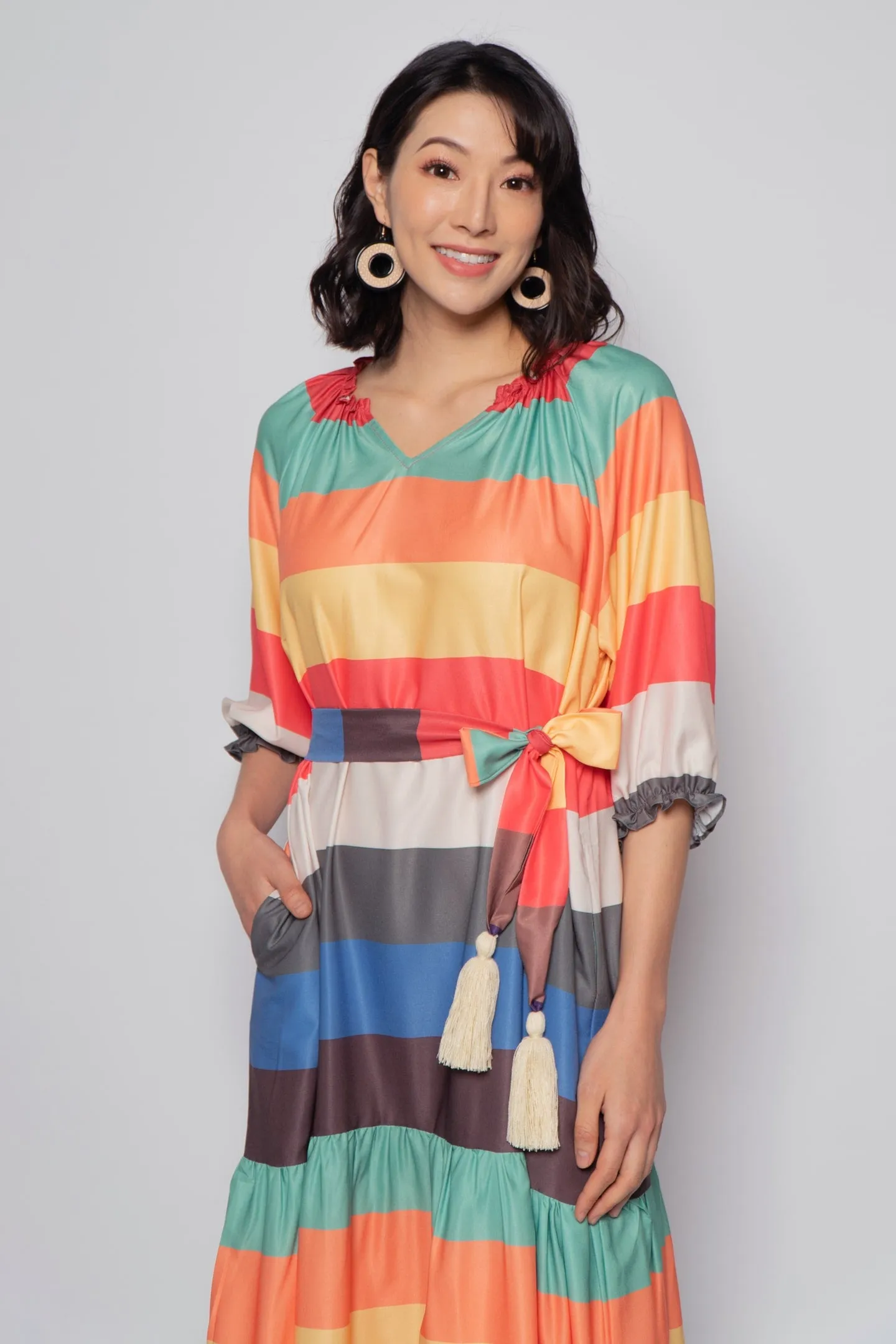 Paola Midi Dress in Rainbow