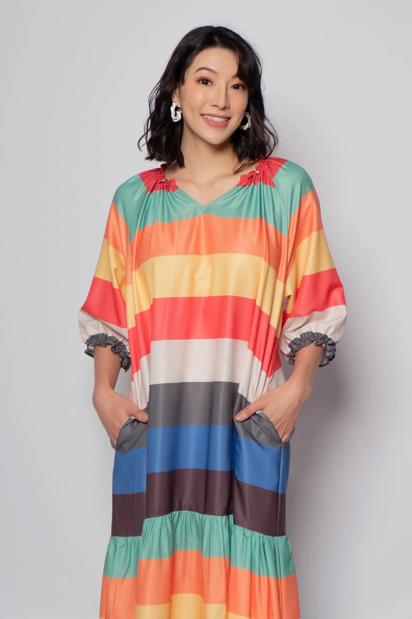 Paola Midi Dress in Rainbow