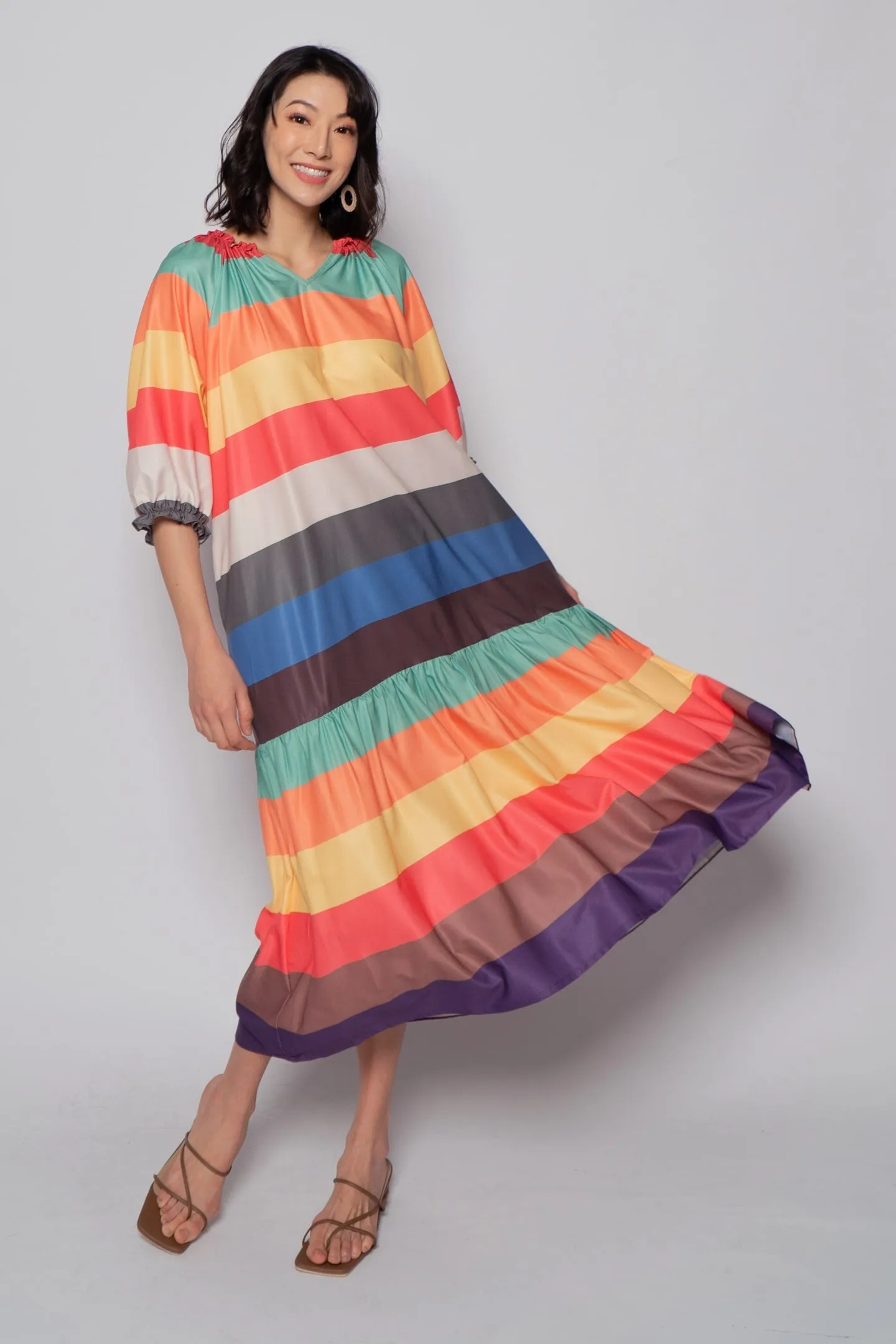 Paola Midi Dress in Rainbow