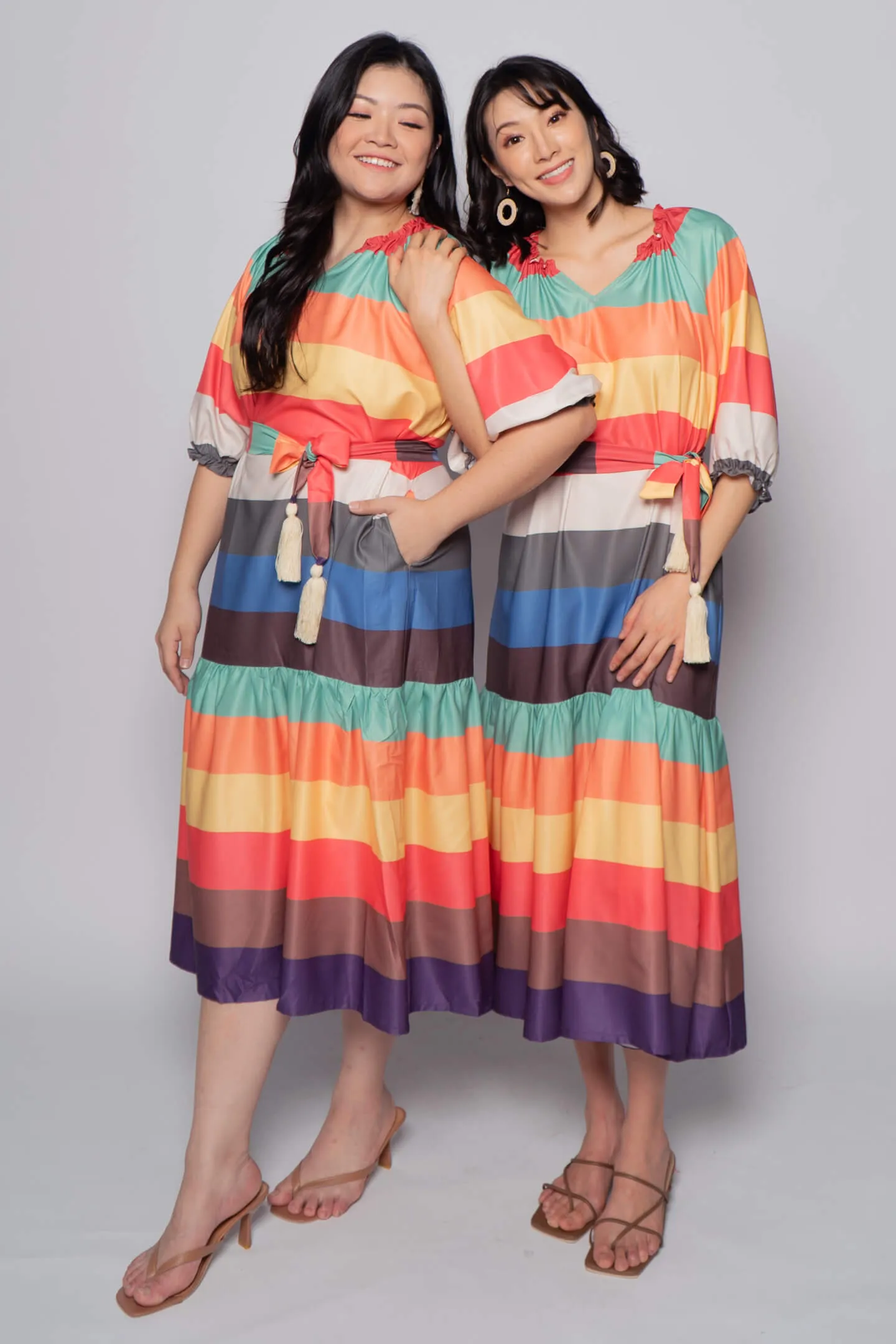 Paola Midi Dress in Rainbow