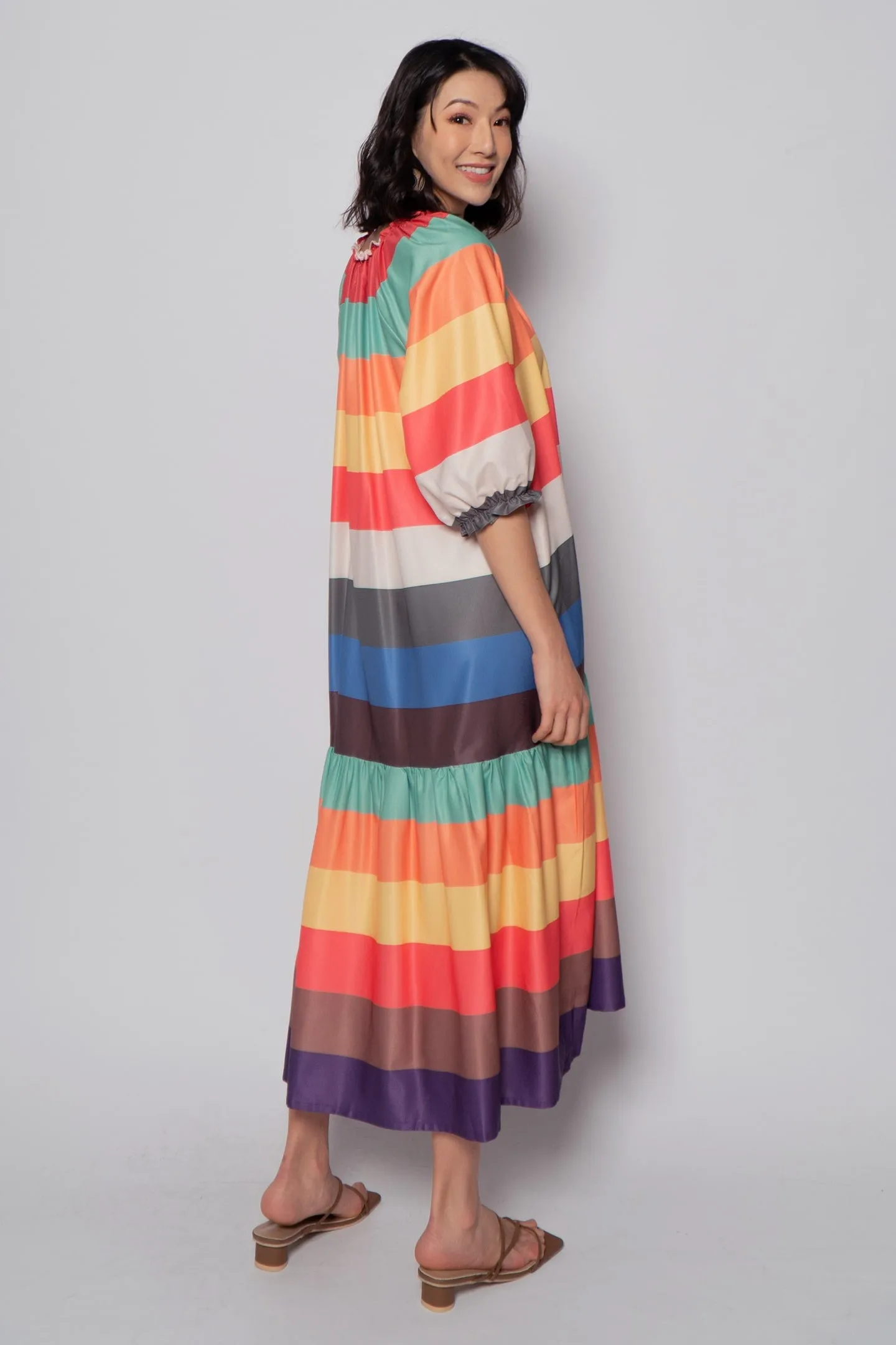 Paola Midi Dress in Rainbow