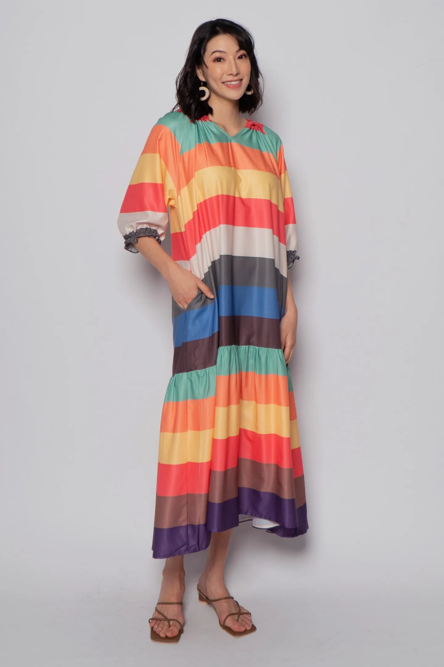 Paola Midi Dress in Rainbow