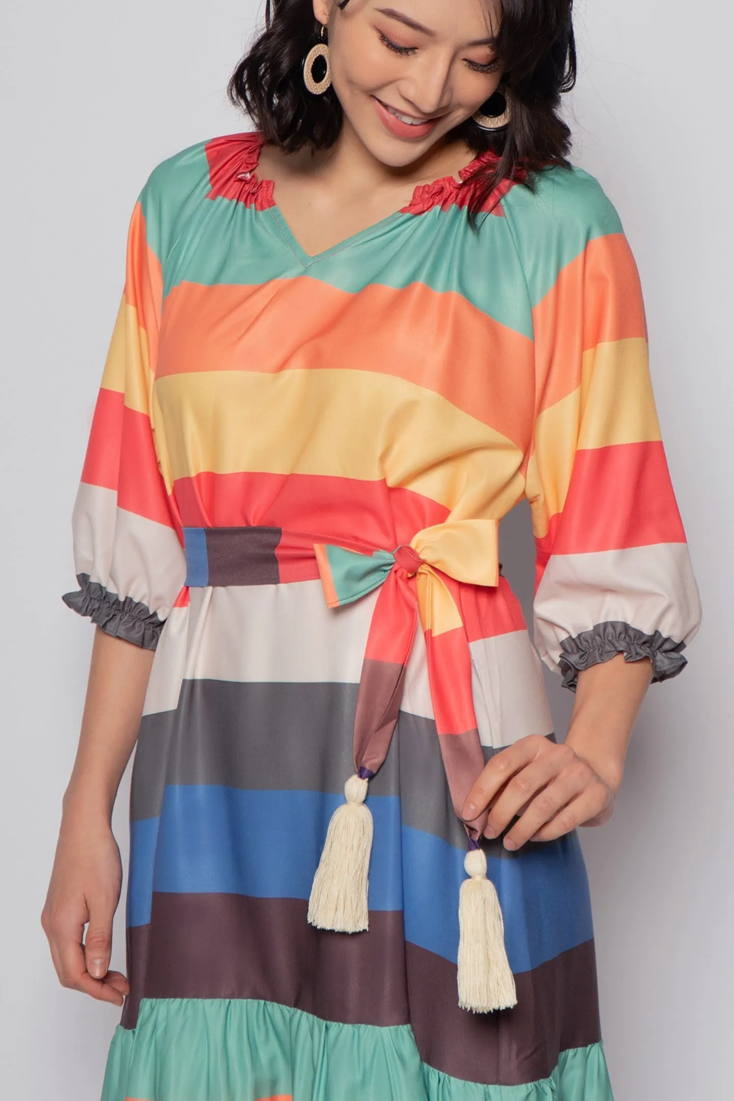 Paola Midi Dress in Rainbow