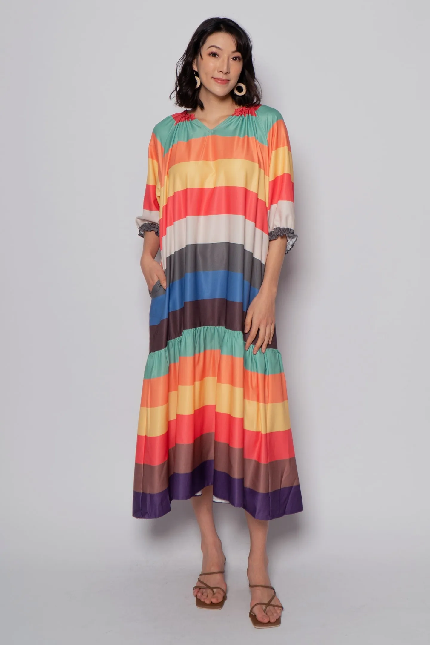Paola Midi Dress in Rainbow