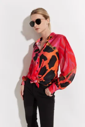 Printed Front Tie Shirt