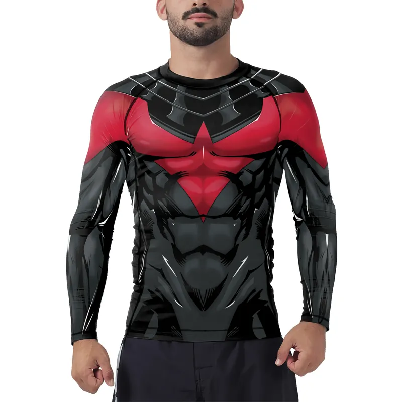 Red Winged Bat Men's Long Sleeve Rash Guard