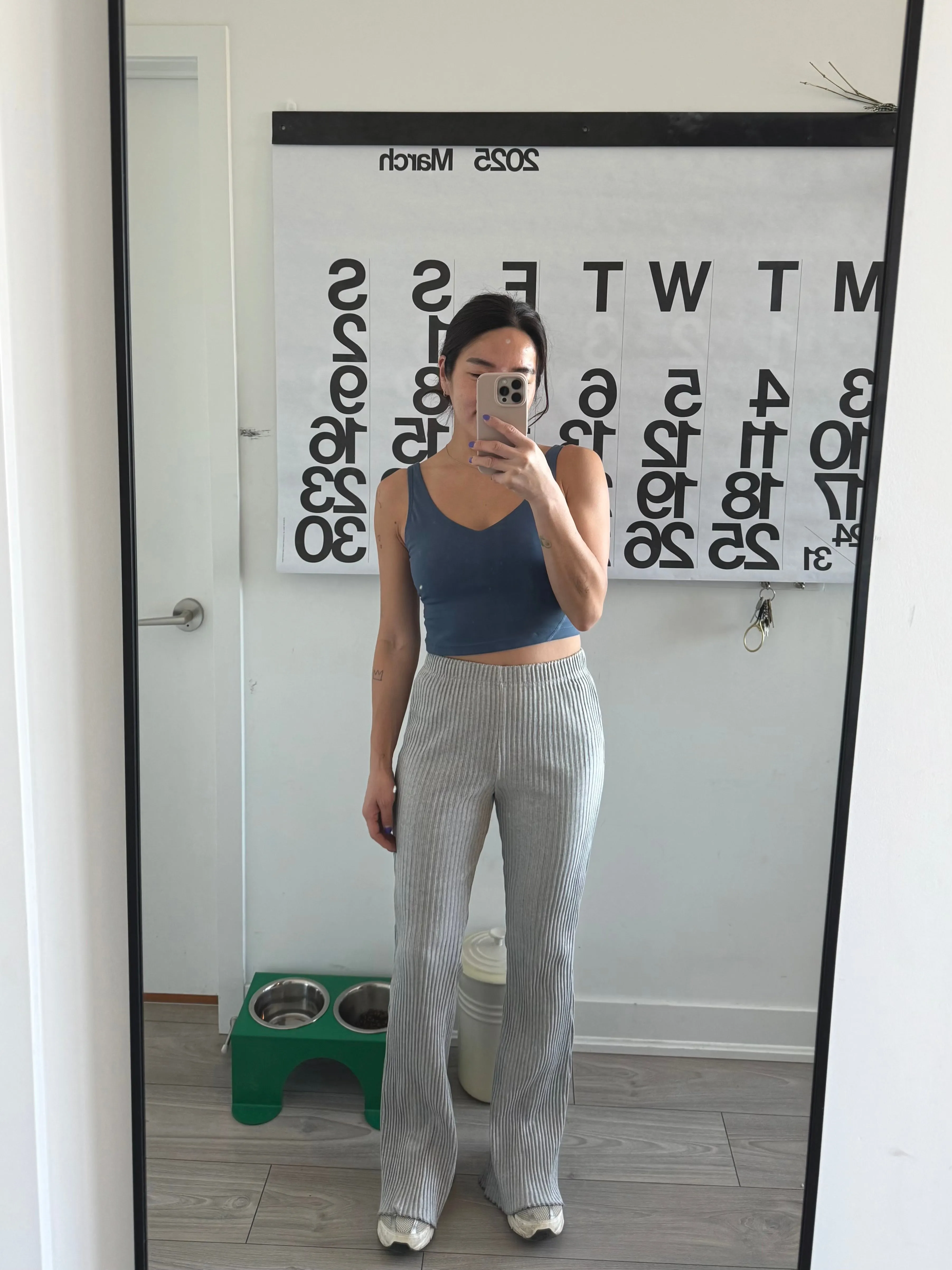 ROZEN Ribbed bootcut tights