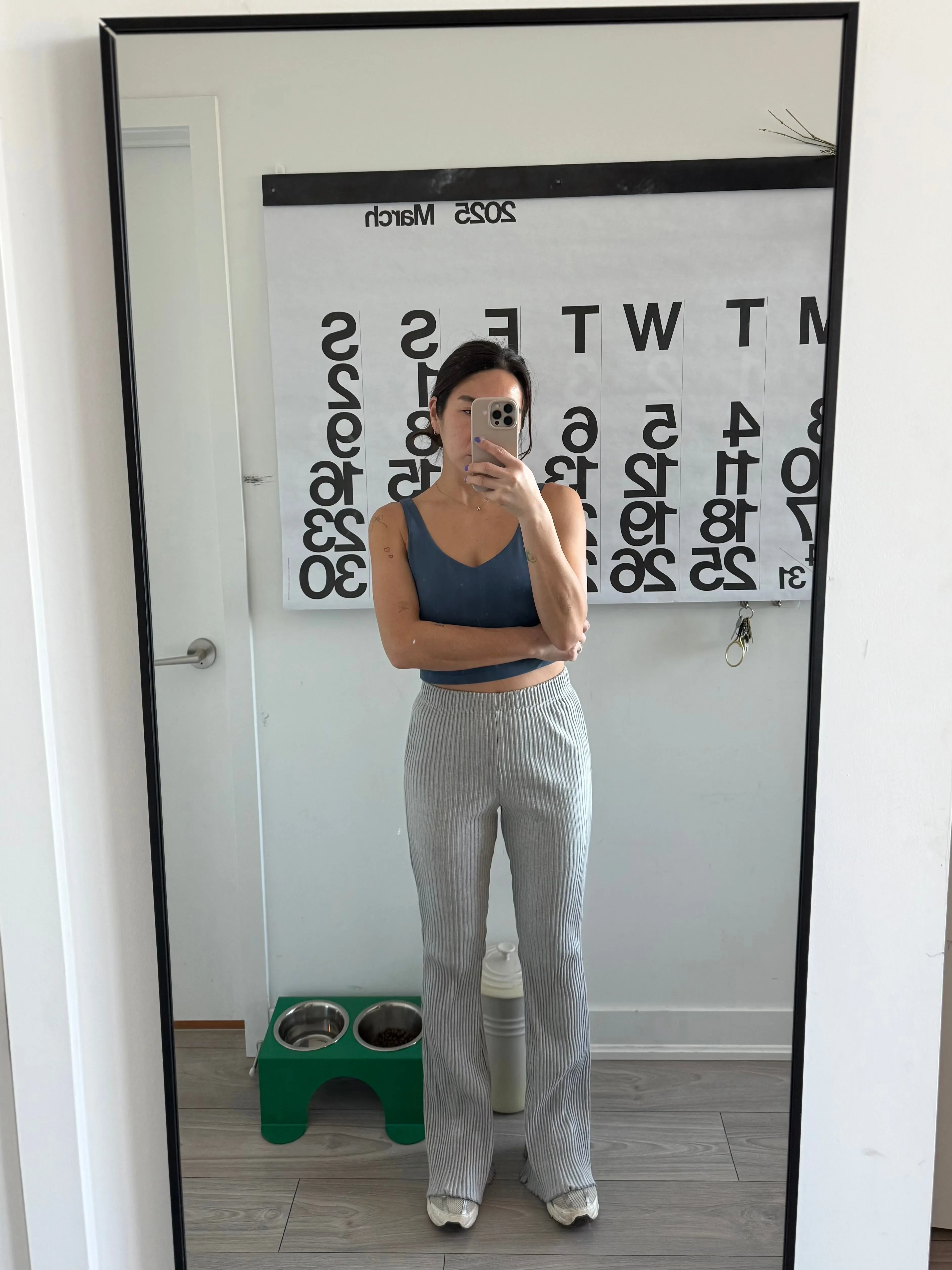 ROZEN Ribbed bootcut tights