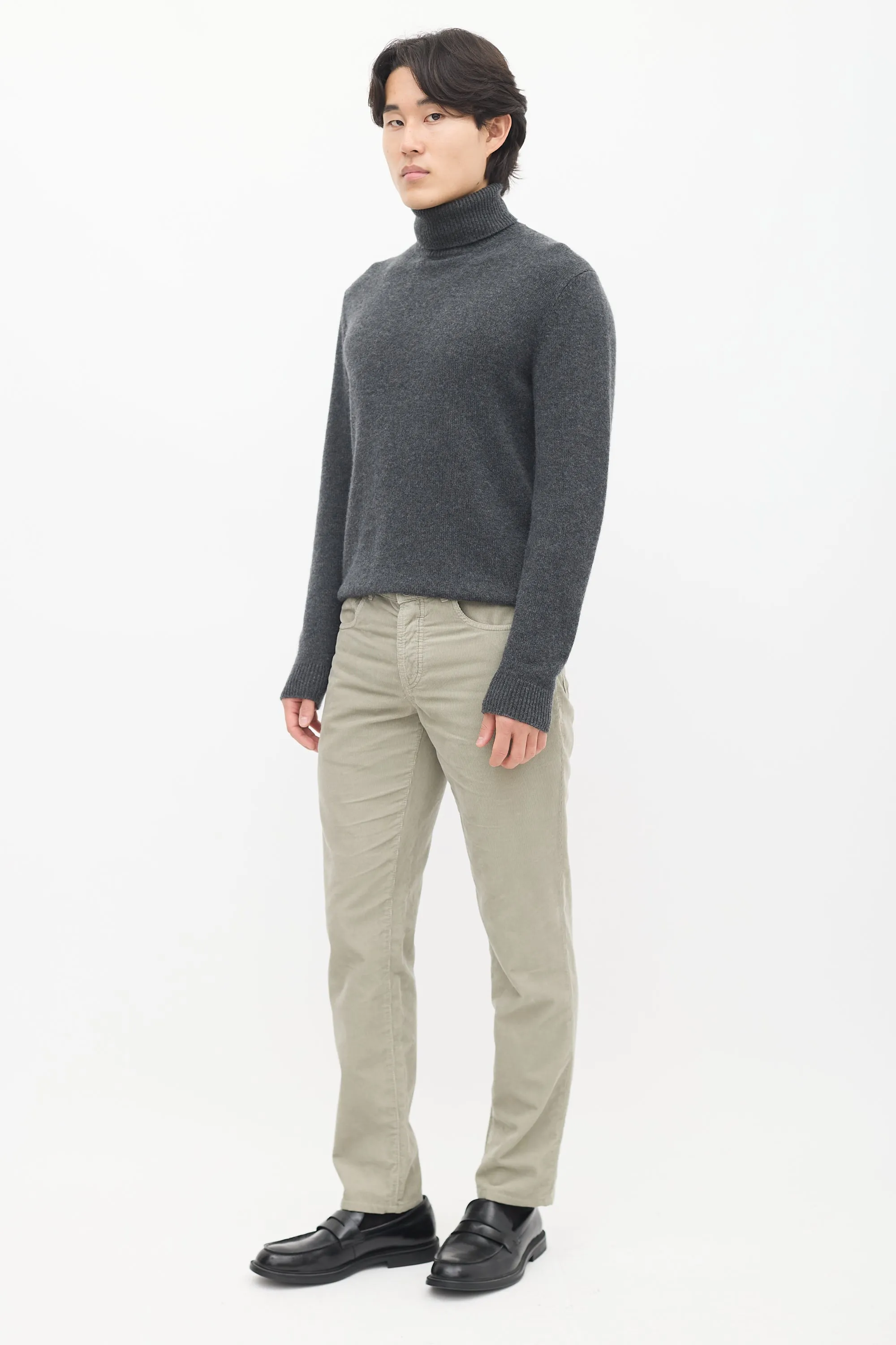 Sage Green Corduroy Embroidered Pant