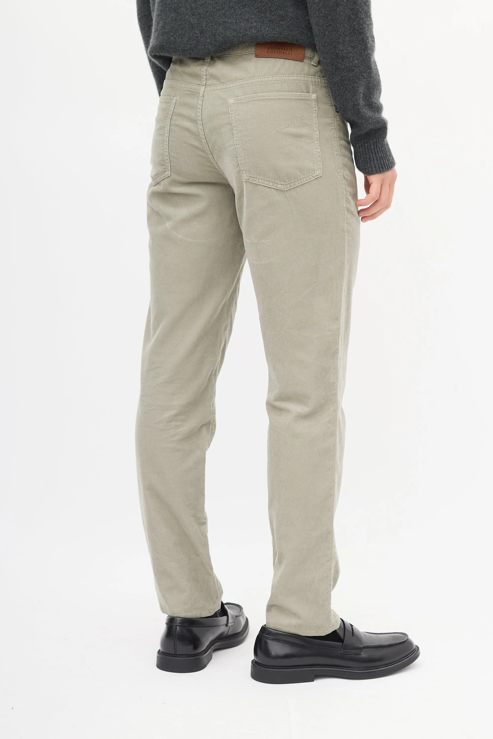 Sage Green Corduroy Embroidered Pant