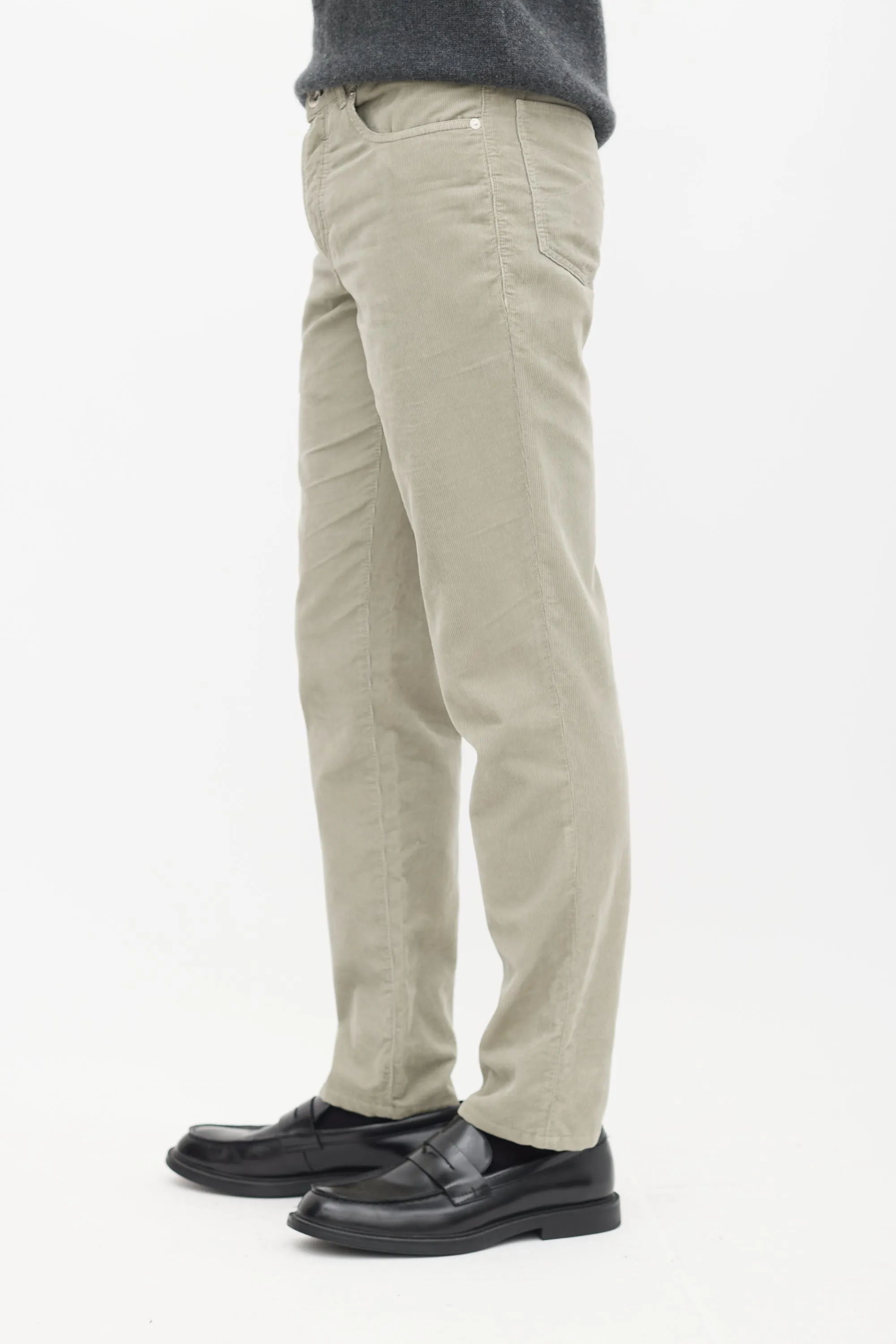 Sage Green Corduroy Embroidered Pant