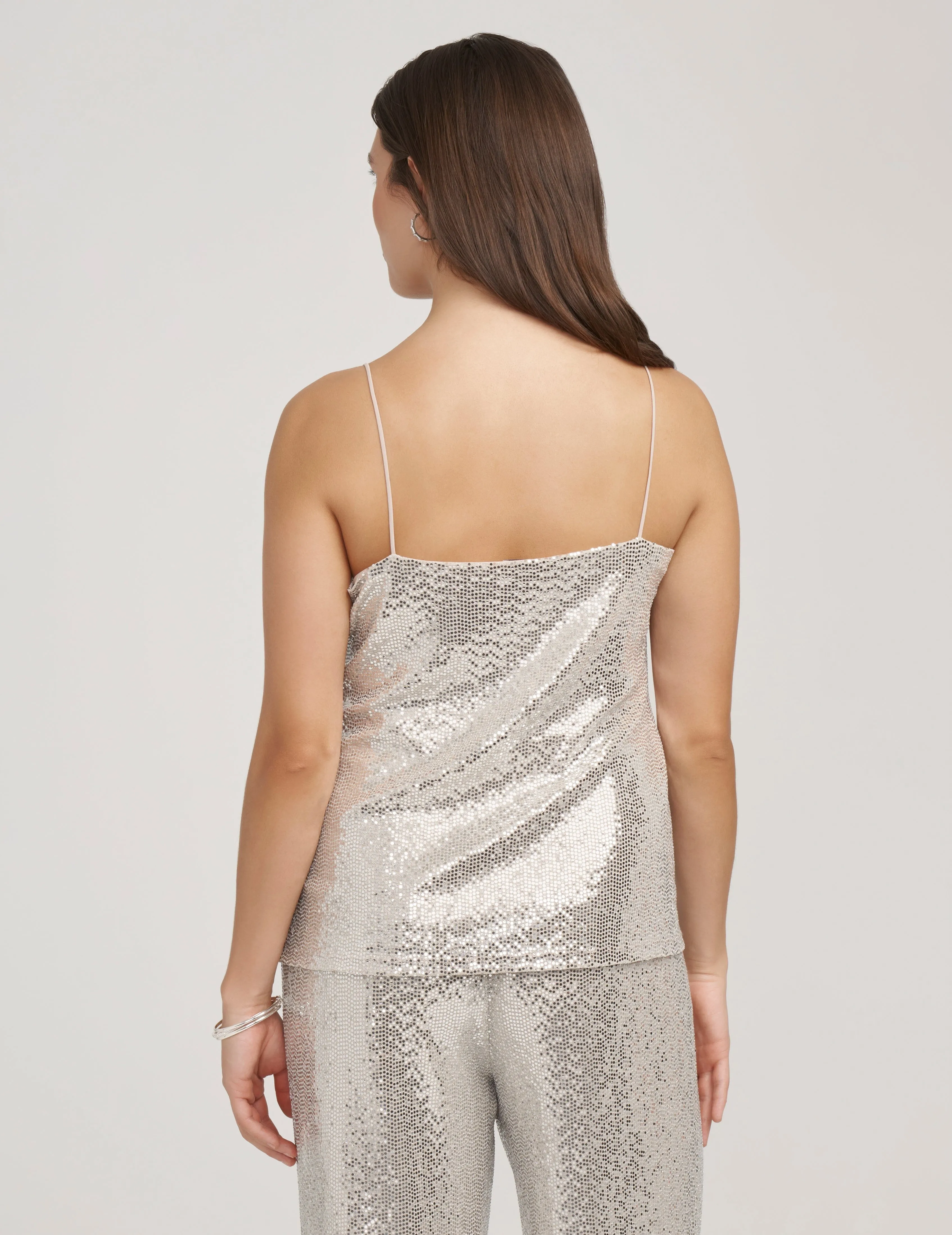 Sequin Knit V-Neck Cami- Sale