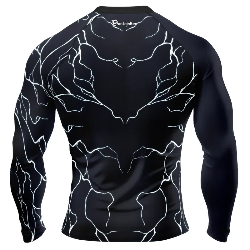 Venom Tearing Through Men's Long Sleeve Rash Guard